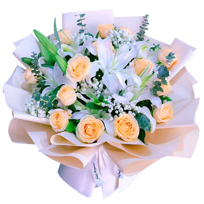 安庆16朵香槟玫瑰2支百合，爱的温暖和幸福