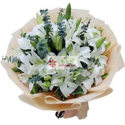 安庆9支白色多头百合，祝福你幸福